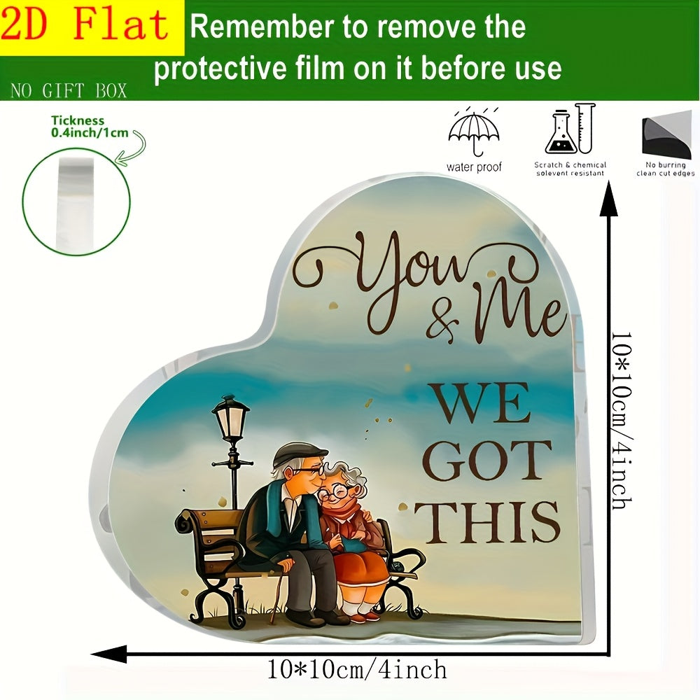 TEMU 2d Flat - 1pc, Romantic Anniversary Gift Acrylic Heart Keepsake Decorative Plaque, Perfect Gift For Her Him Wife Husband, Tabletop Decor,