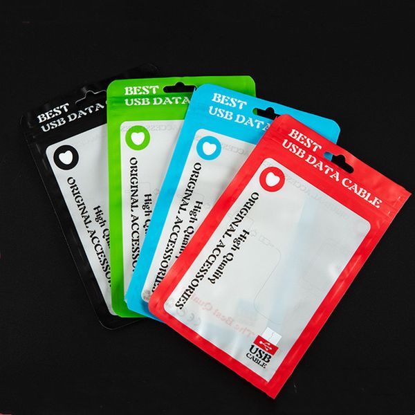 10.5*15cm clear Zipper Plastic Retail Poly opp packaging bag for cell phone USB cable charger hang hole package bags package