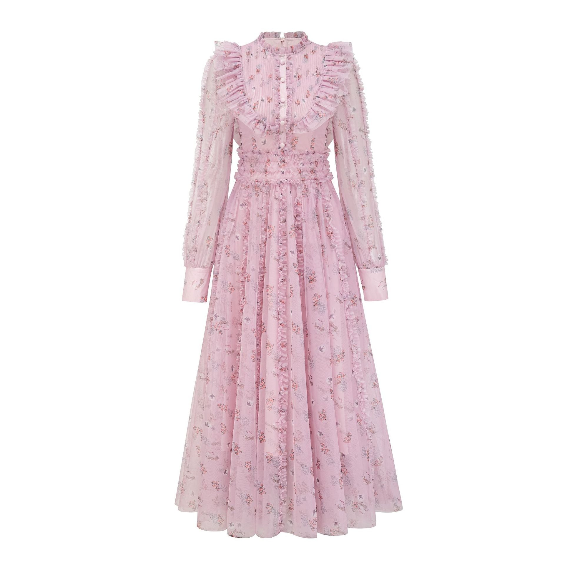 (11) One-piece dress, niche ruffled high waist, round collar, gentle style, seaside holiday birthday party long skirt