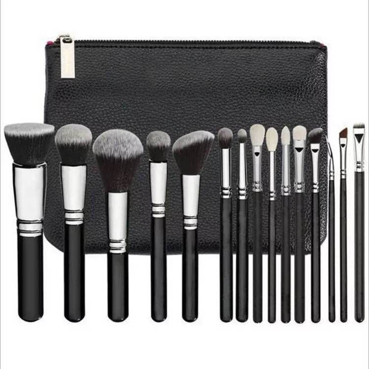vacuu high quality Makeup 15PCS-Set Blender Tools BrushWith PU Bag Professional Brush For Powder Foundation Blush Eyeshadow
