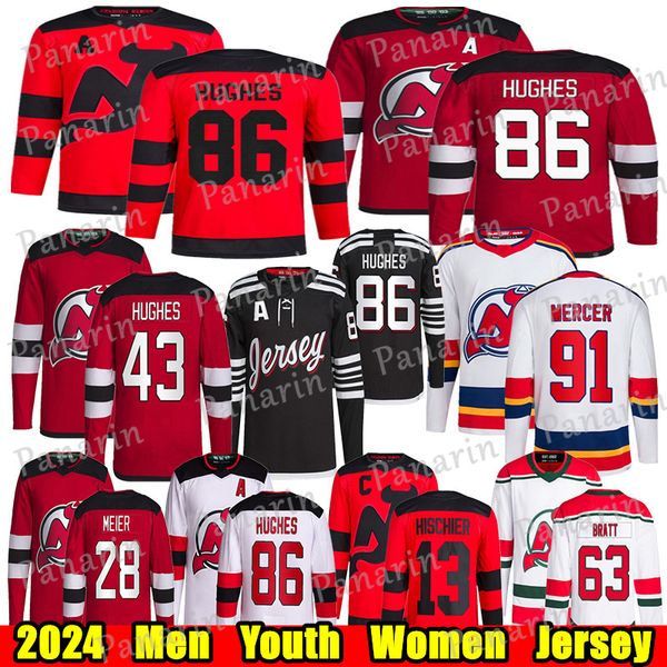 #86 Jack Hughes Stadium Series hockey jersey Luke Hughes Jesper Bratt Nico Hischier Chase Stillman Jacob Markstrom Martin Brodeur Dougie Ham