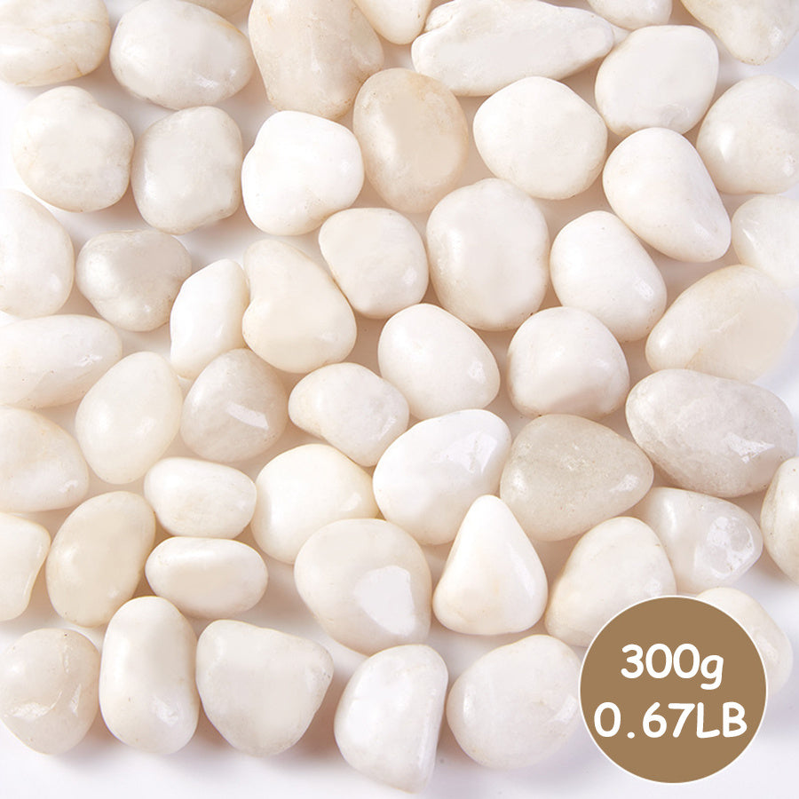 TEMU 300g High-polished White Natural Pebbles 2-3cm - Durable Decorative Stones For Landscaping, Aquariums, Plant Vases & Outdoor Garden Decor,