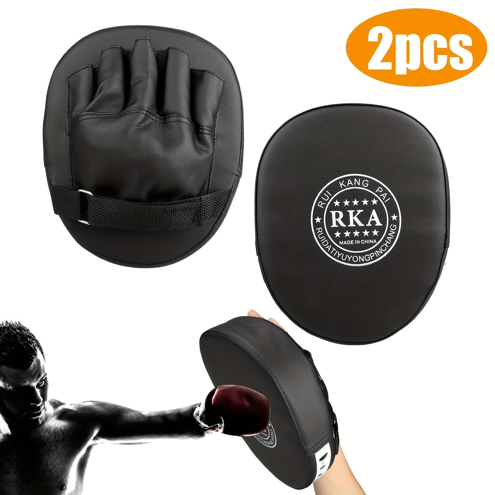 TEMU 2pcs Universal Boxing Hand , Training Equipment Taekwondo Kick Pad, Leather Boxing Punch Mitt, Boxing Gloves For Adults Beginner Gift