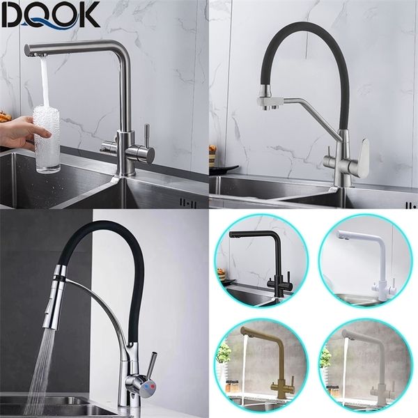 Kitchen Faucets DQOK Drinking Filtered Water Purification Tap Dual Handle Sink 221109