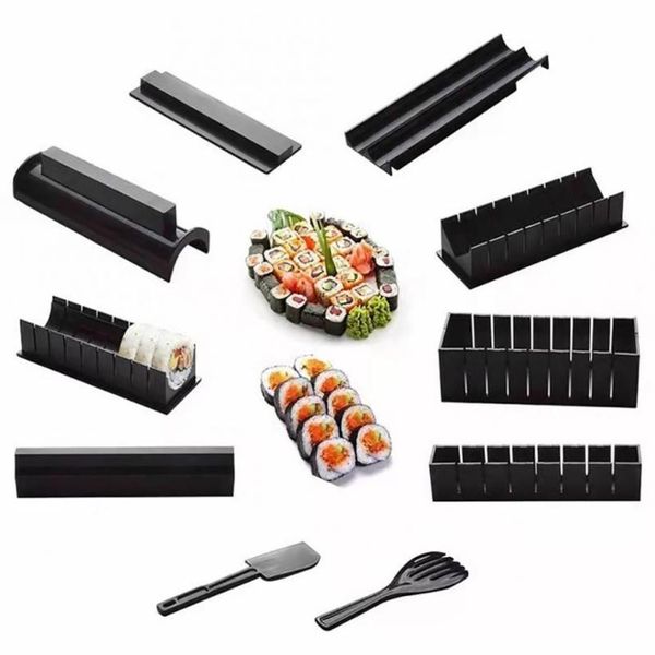 Sushi Tools 3-10Pcs DIY Sushi Maker Kit Sushi Tool Making Machine Roller Rice Mold Sushi Vegetable Meat Rolling Kitchen Accessories Gadgets