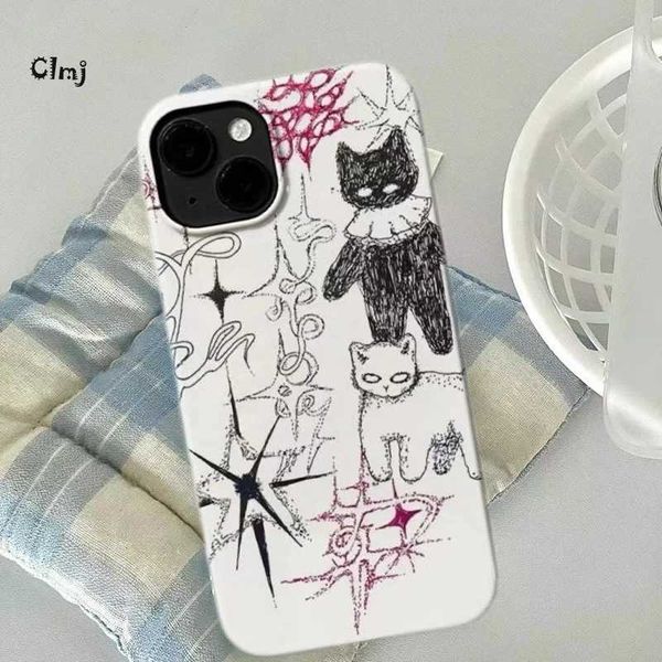 Clmj Cool Cat phone case suitable for iPhone 13 12 Mini 11 15 14 Pro Se XR X XS Max 7 8 Plus silicone phone case iPhone case Y2K M240902