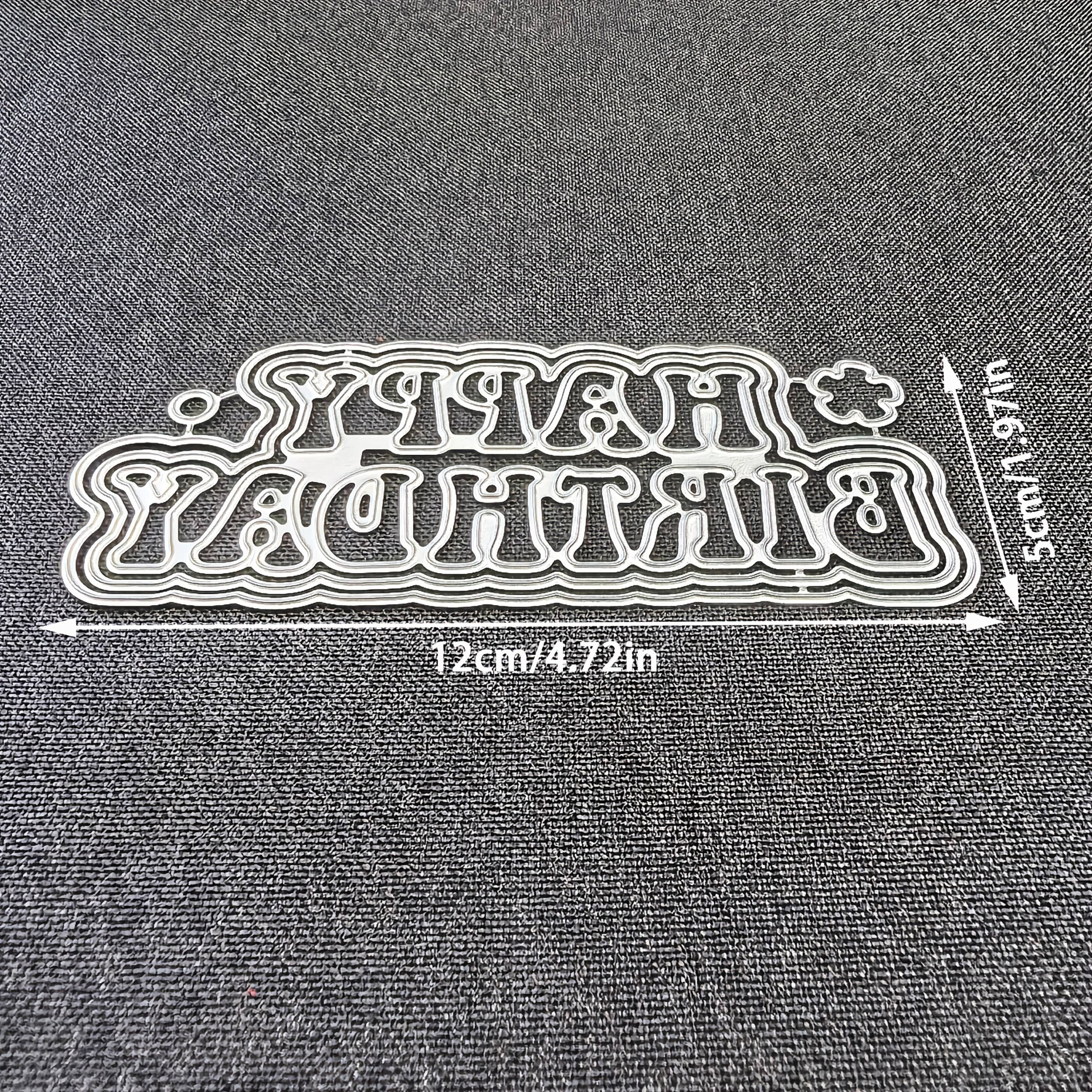 TEMU 1pc Happy Birthday Metal Cutting Die - Birthday Text With Floral Accents, Precision Crafting Die For Diy Scrapbooking, Greeting Cards,