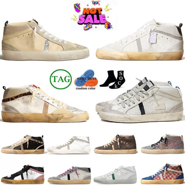 2024 High quality Men Designer Shoes Plate-forme Sparkle Glitter Star Shoes Pink Silver Heel Black White gold Older Luxury Sneakers Woman gl