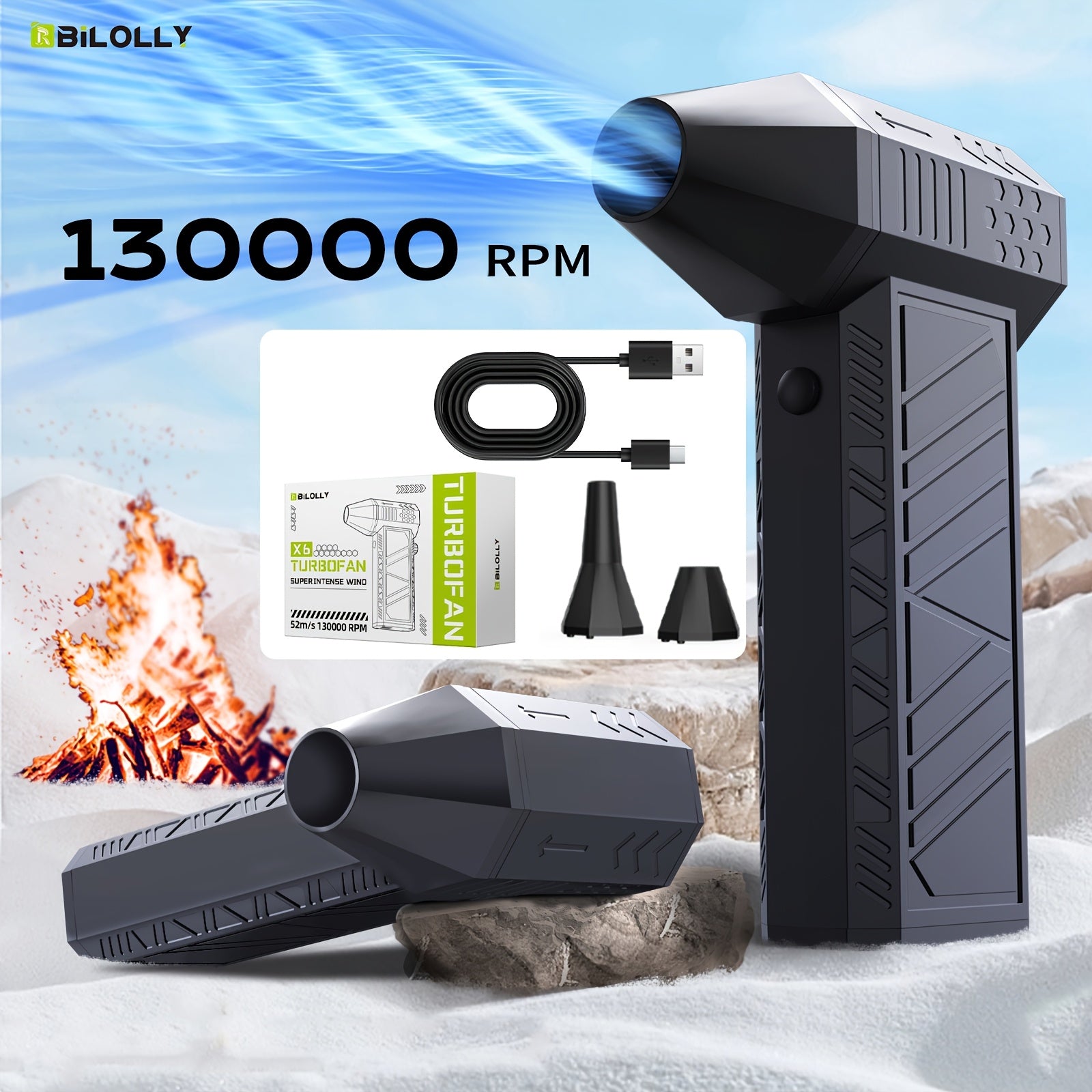 TEMU Bilolly Air Compressor Duster - Mini Turbine Fan, Cordless , Usb Handheld Powerful Fan, Snow Blower, Camping Fan, For Keyboard, Computer