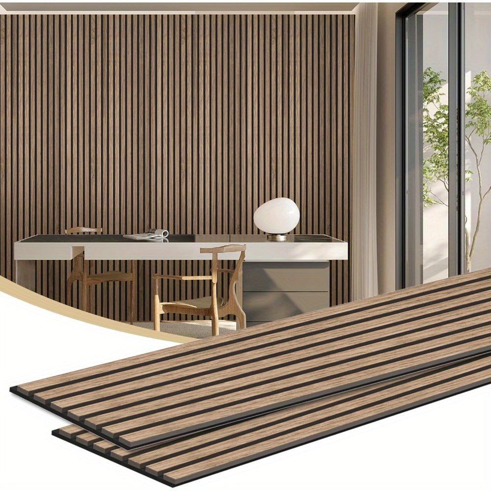 TEMU Supeasy 2 Pack 94.5'' X 11'' Wood Wall Panels Dampening Panels Wall Decoration, 3d Wooden Fluted Acoustic Panels