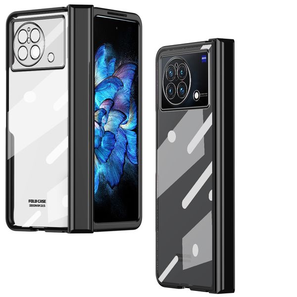 Plating Clear Cases For VIVO X Fold Plus Case Glass Film Screen Protector Transparent Hinge Protective Cover