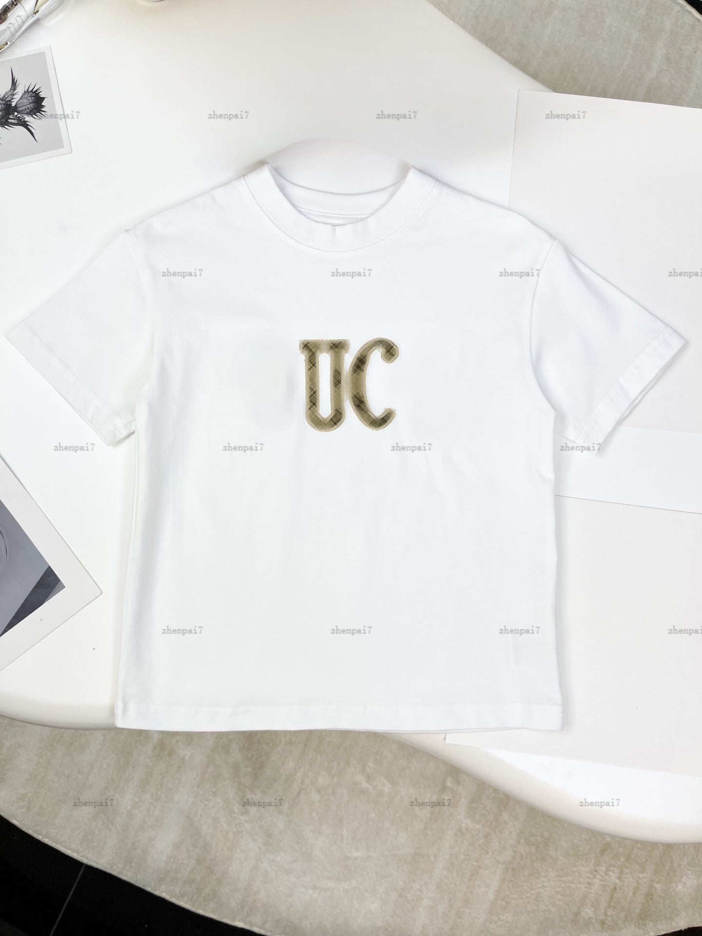 Top baby T-shirt Khaki-colored letters child tshirt Round neck kids designer clothes boys girls Short Sleeve tees A236X07N055-g