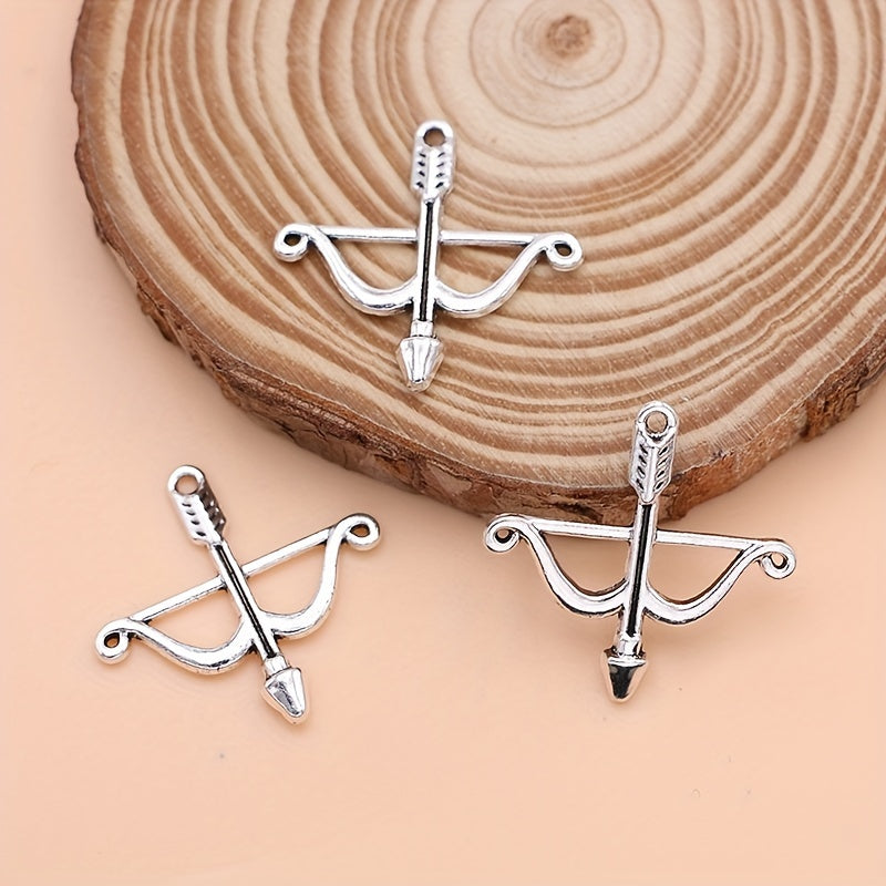 TEMU 10pcs Silvery Bow And Arrow Charms Pendants, Alloy, For Making - Necklace, Bracelet, Earrings, Keychain Accessories