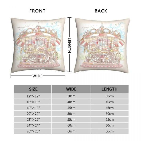 Pastel Circus Carousel Square pillowcase Polyester Linen Velvet Printed Zip Decor Throw pillow Case Home Cushion Cover 45x45 M240717