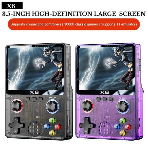 X6 Portable Video Game Console 2000mAh 3.5 Inch IPS Sn Video Gaming Console 8000 Games Built in 11 Emators for Adts Kids Z241219