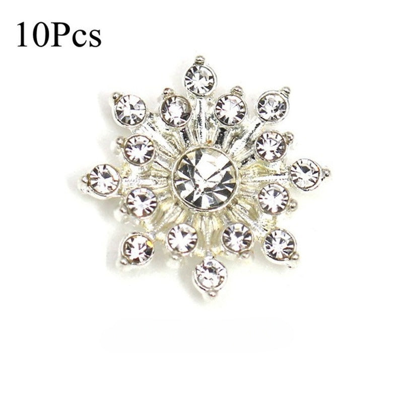 TEMU 10pcs Elegant Snowflake Buttons With Metal Base - Sparkling Alloy Decorative Sew-on Embellishments For , Shoes, Handbags, And Craft Projects,