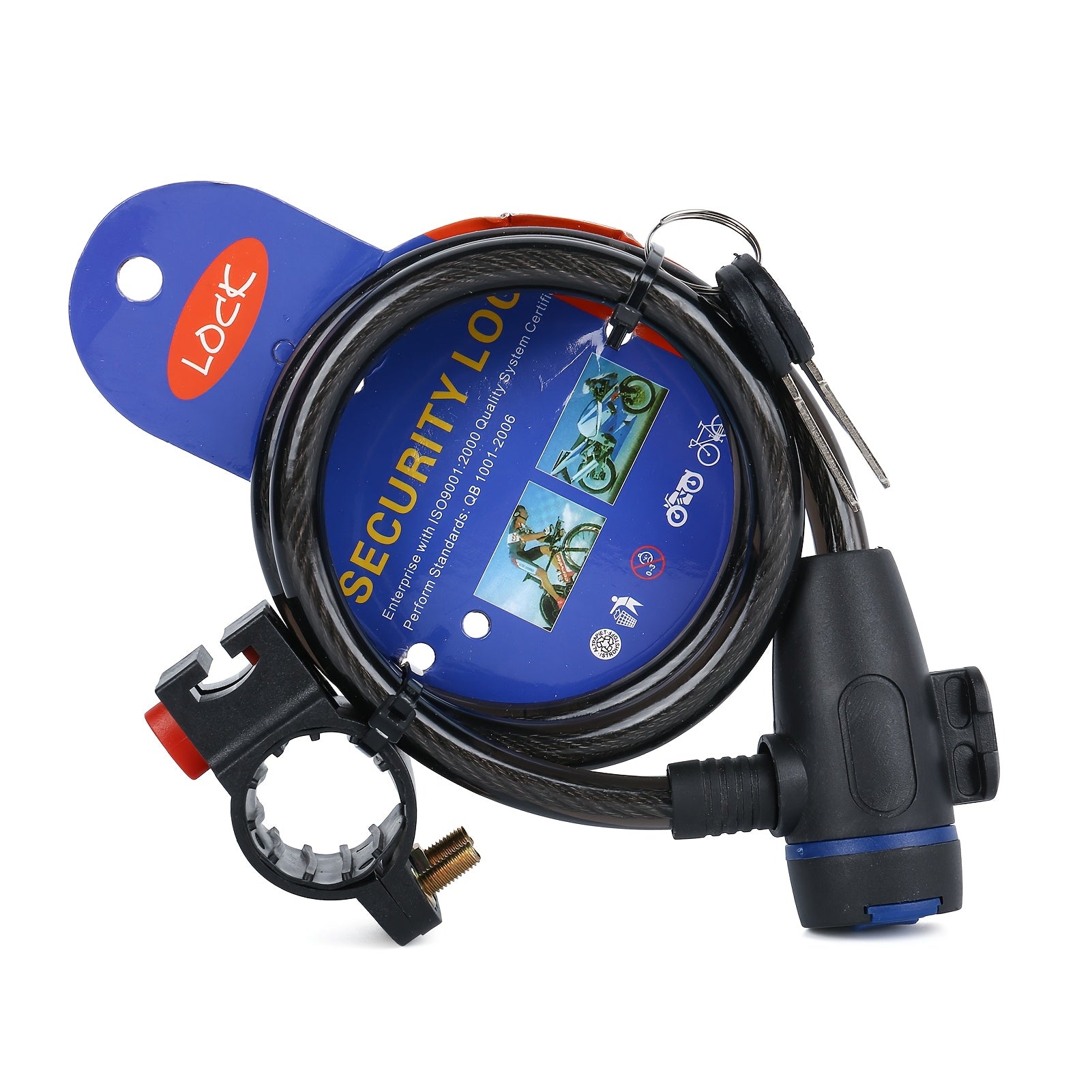 TEMU Lockguard 4ft Heavy Duty Anti-theft Bike And Scooter Lock With Mounting Bracket, 2 Keys, And Flexible Cable - Black Polished Stainless Steel