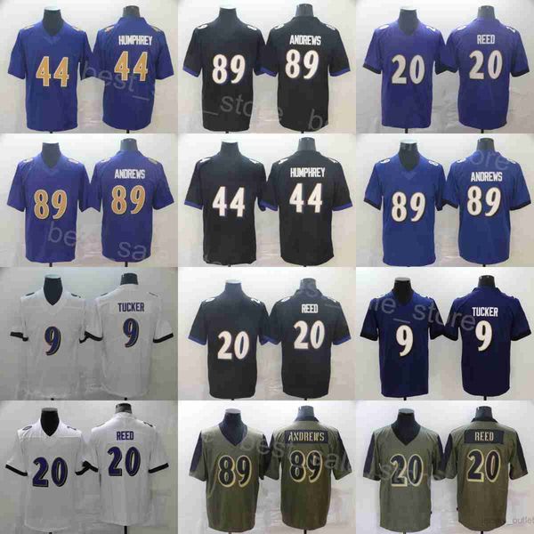 Ravens Football 44 Marlon Humphrey Jerseys 89 Mark Andrews 9 Justin Tucker 20 Ed Reed Color Rush Turn Back The Clock Embroidery Salute To Se