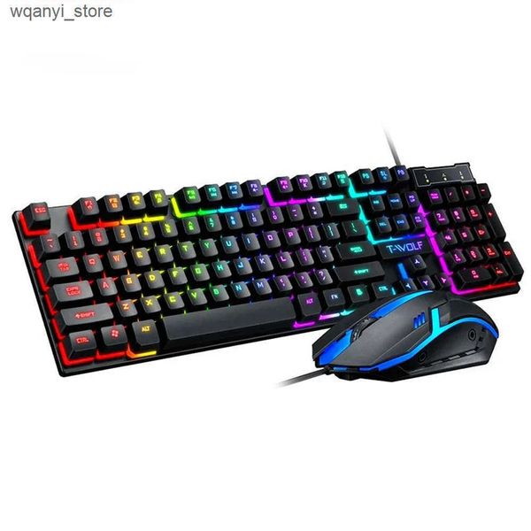 Keyboards RGB gaming keyboard and mouse kit backlit USB wired computer keyboard and mouse combination 104 keyboard L240910
