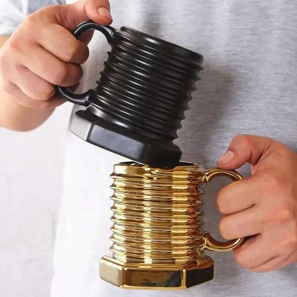 3D Screw Shape Ceramic Mug Coffee Mugs Porcelain Gift Mug Durable Breakfast Milk Drinking Water Cup For Home Office Y240813