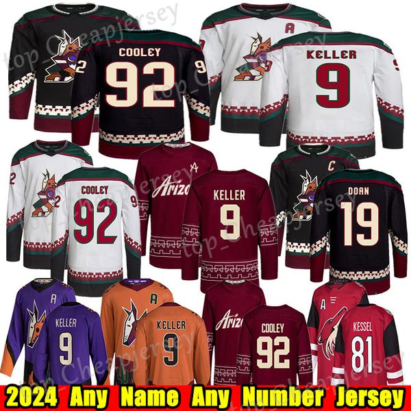 #92 Logan Cooley Arizona hockey jersey #9 Clayton Keller Shane Doan Nick Schmaltz Phil Kessel Barrett Hayton Matias Maccelli Lawson Crouse C