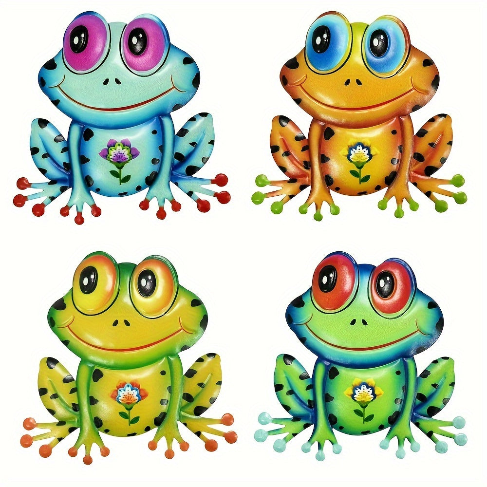 TEMU 4pcs Cute Frogs Metal Wall Decor Indoor Outdoor Metal Yard Art Decorations Wall Sculpture Home Decorations Gift For Mom