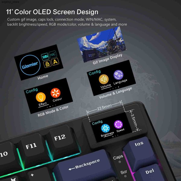 Keyboards Female S-K80 keyboard color OLED display mechanical keyboard hot swappable pad installation RGB custom keyboard L240910