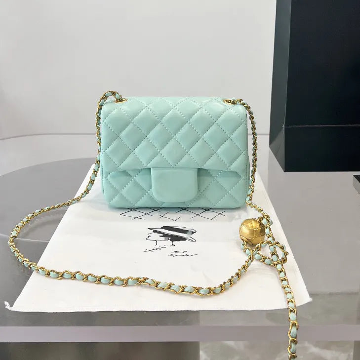 17CM Mini Crush Ball Flap Bag Square Candy Nine Colors Classic Quilted Plaid Chain Shoulder Strap Gold Metal Hardware Crossbody Designer Luxury Ladi