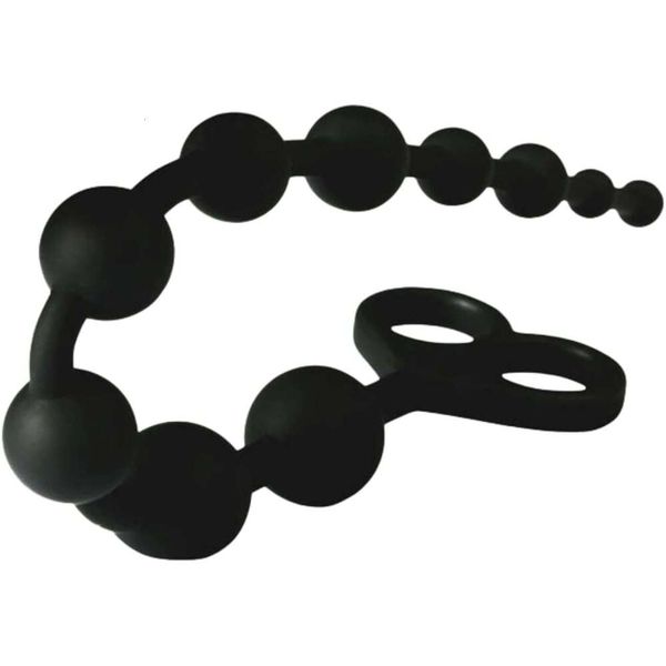 Adult toys with beads, silicone beads with 10 balls gradually increasing in size and safety pull rings, suitable for men, women and couples