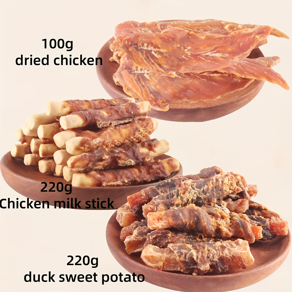TEMU Natural Duck, Chicken, Milk Stick, Sweet Potato Dog Treats Set - Grain-free, High Protein, , Good For Dental Health