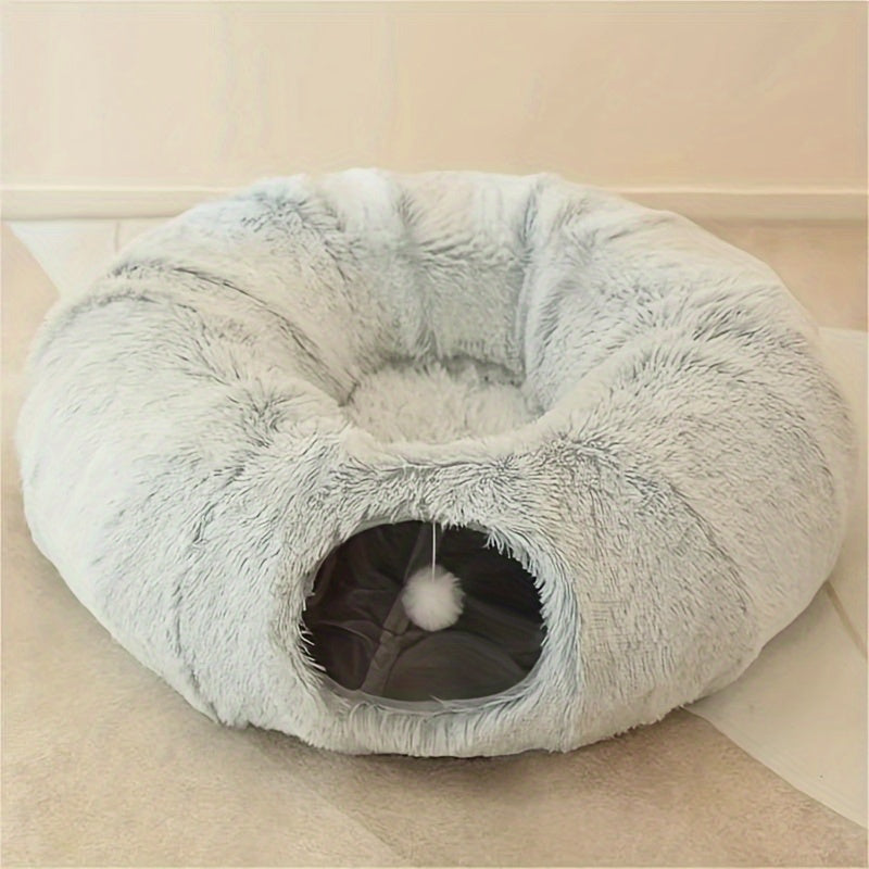 TEMU Cat Nest Universal Plush Cat Nest Pet Cat Tunnel Plush Warm Pet Nest Foldable Cat Channel Nest Dog Kennel Washable Energy-consuming Cat Toy