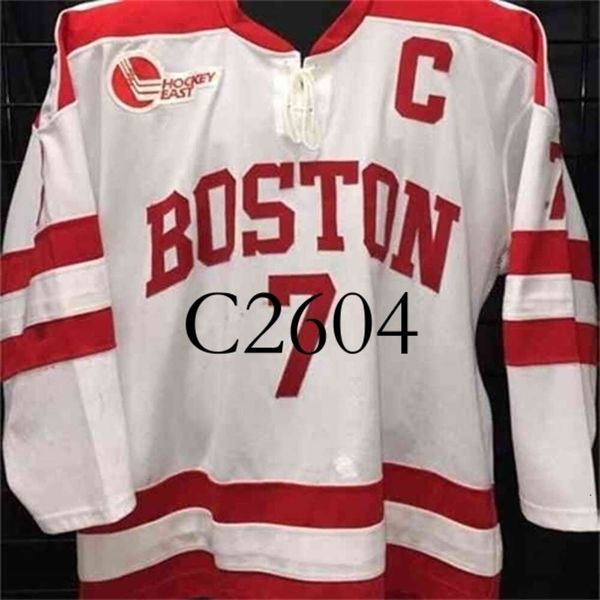 GC2604 C26 7 David Van Der Gulik BOSTON 19 Chris Bourque Hockey Jersey Embroidery Stitched Customize any number and name College Jerseys
