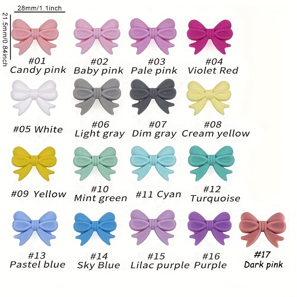 TEMU A Set Of 40 Silicone Bow Beads, In A Of Colors, Suitable For Key Chains, Pendants, Jewelry Making, Holiday Christmas Decoration