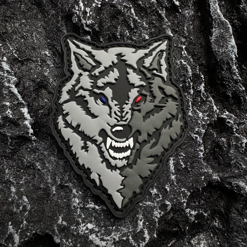 TEMU 1pc Wolf Head Morale Badge With Adhesive Back 3dpvc Armband Patch Badge For Backpacks, Apparel, Helmet Armband