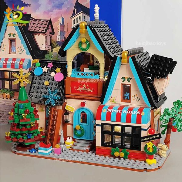 Blocks Blocks 1377 Pcs City Christmas House Model Building DIY Santa Claus Decoration Bricks Toys Adult Gifts H241107 Y250208