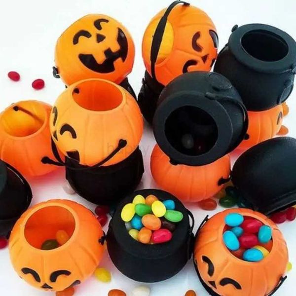 6-10pcs Mini Halloween Candy Bucket Pot Witch Skeleton pumpkin Cauldron Holder Jar Trick Or Treat Halloween Party DecorationsCL240726