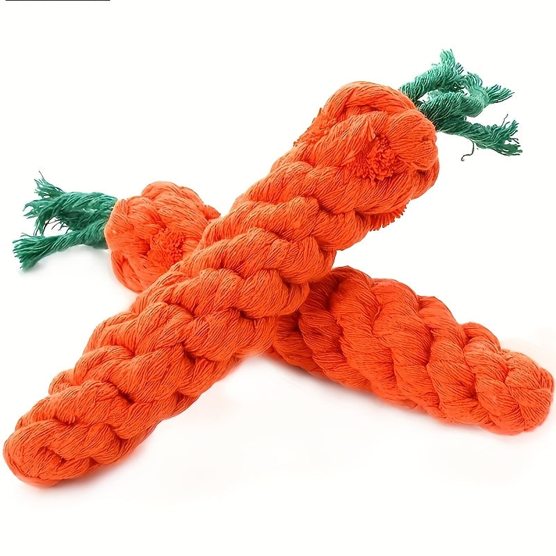 TEMU 2pcs Durable Carrot Shaped Dog Chew With Knot - Medium-sized Interactive Grinding Toy, Dog Toy
