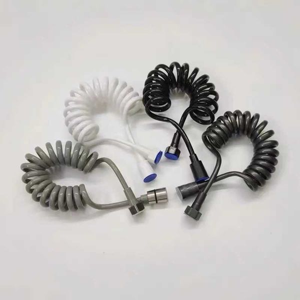 Matt Black Grey Spring Flexible Retractable Shower Hose for Water Plumbing Toilet Bidet Sprayer Shower Hose Bathroom AccessoriesCL240801