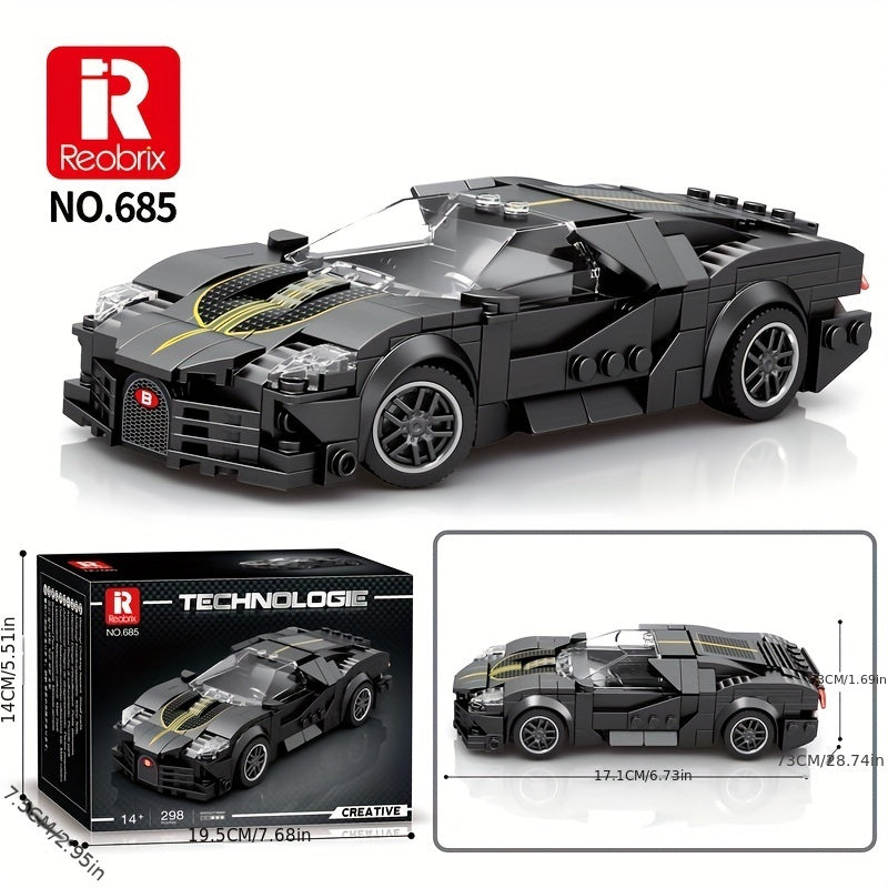 TEMU Reobrix 685 Racing Car Building Blocks Sets, Cool Collectible Model Super Car Kit, Buildable Supercar Model Building Blocks Toy.