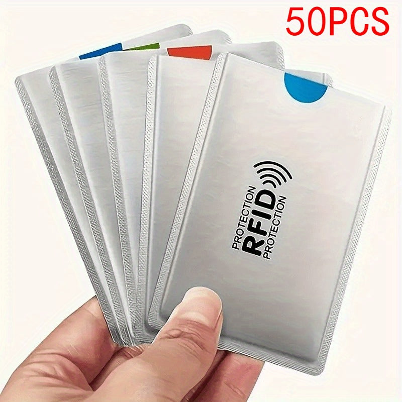 TEMU 50 Rfid Blocking Card Holder - Aluminum Foil Nfc Protector, Suitable For Credit Cards, Ids, Bank Cards, - Organizer For Desktop And Drawer