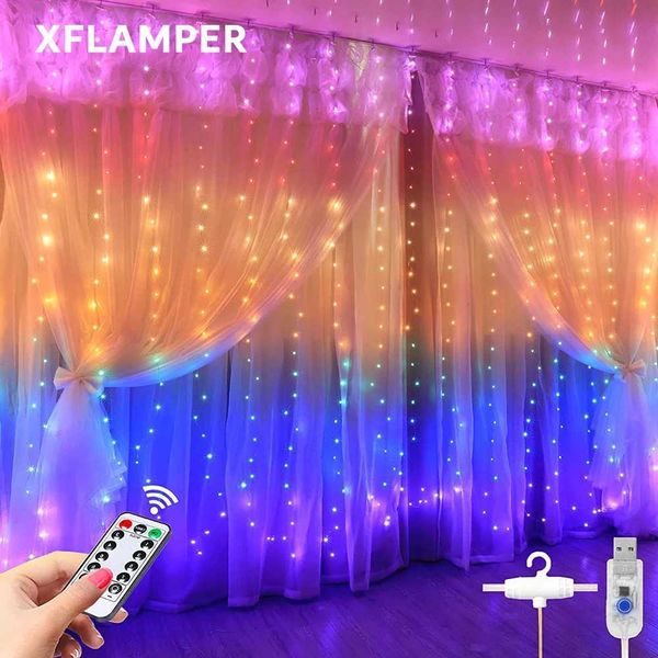 USB Rainbow Fairy Curtain Light Garland String Light with Hook Decoration for Christmas Holiday Home Party zyc241120
