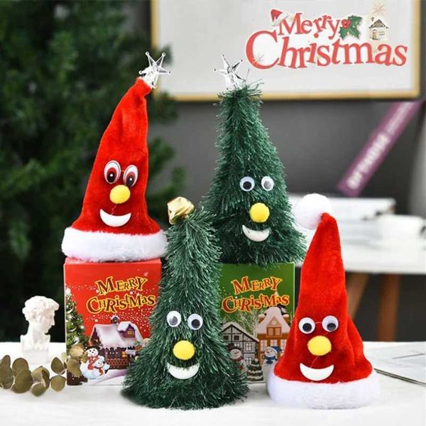 1 Swinging Singing Christmas Tree Hat Happy New Year Electric Luminescence Music Plush Hat Fun Toy Childrens Christmas Home Decoration Y2409