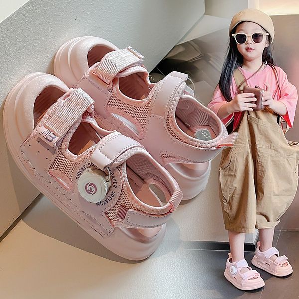 Kids&#039; Breathable Mesh Sports Sandals: Summer Hollow Button Casual Children&#039;s Running Shoes