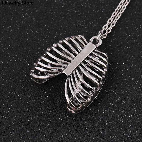 Pendant Necklaces 1pc Skeleton Pendant Necklace Anatomy Anatomical Human Rib Cage Body Chest Necklace Fashion Vintage Biology Jewelry Men z2