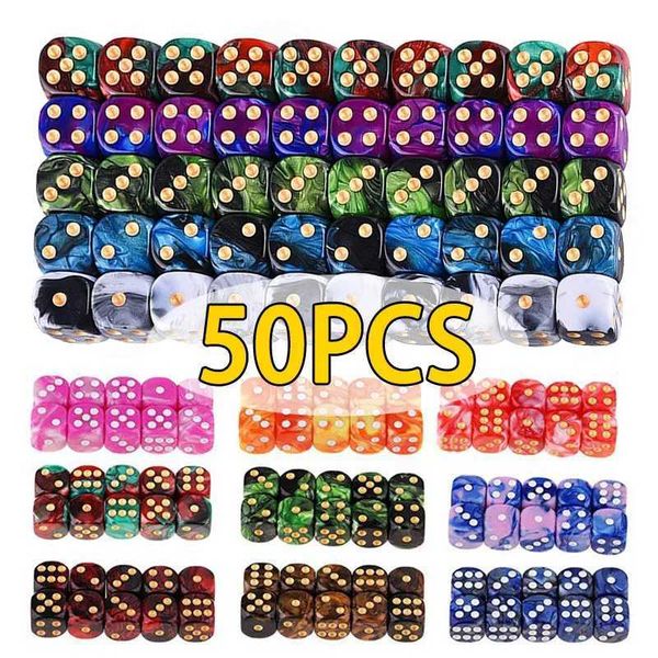 Dice Games 50-30-10Pcs 16mm 6 Sided Game Dice Set Round Corner 10PCS Per Color D6 Square Dice for Playing Board Teaching Math Game s2452318