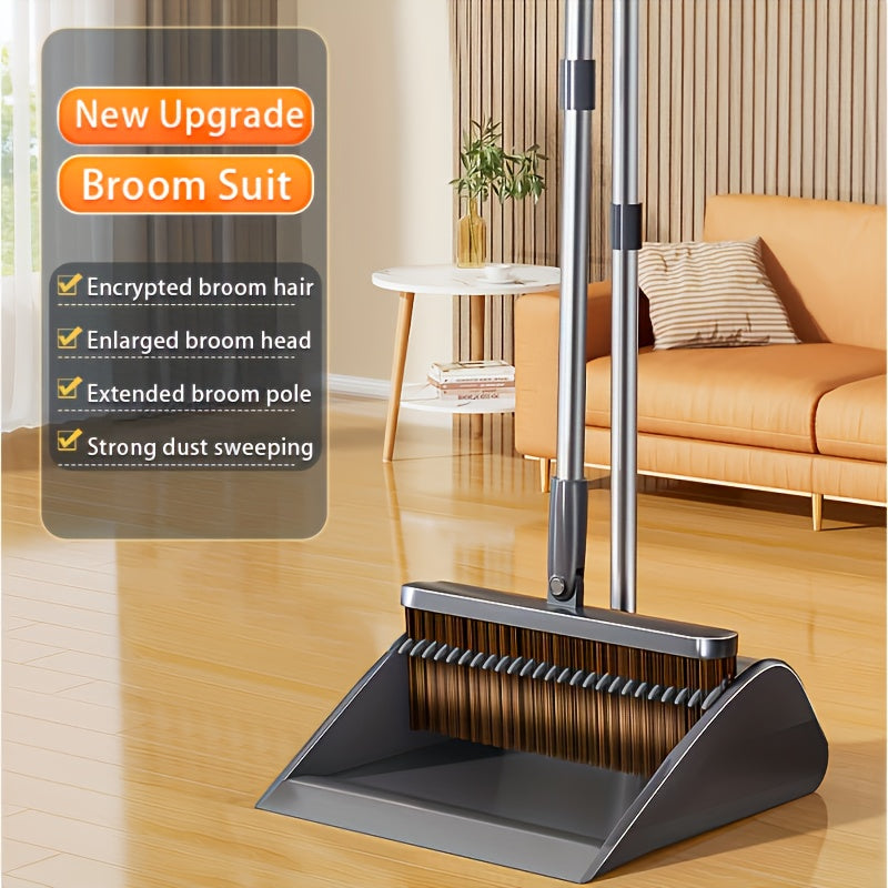TEMU Joybos Broom And Dustpan Set - Durable, Long-handled With Extra Large Sweep Head For Cleaning - Ideal For Home, Office, School, And Outdoor Use