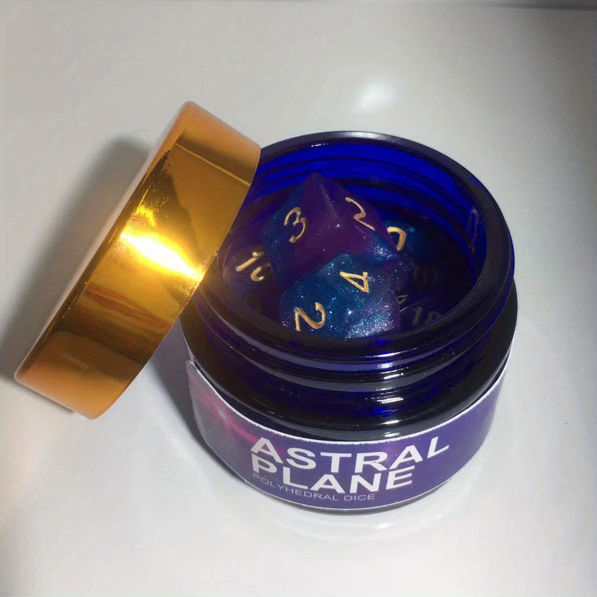 TEMU Purple & Blue For Galaxy Polyhedral Dice Set With Jar - 48-count Vibrant Astrological Symbols For Role-playing Games, Parties & Themes - Durable