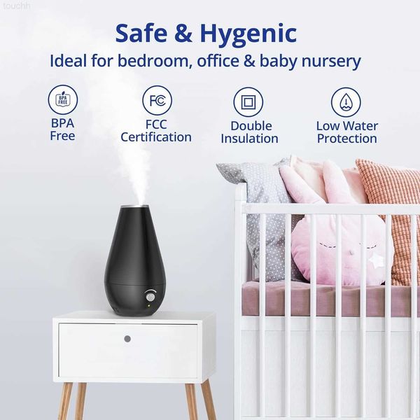 Humidifiers Cool Mist Humidifier - Whisper-Quiet Portable Ideal for Bedroom Office BPA-Free with Auto Shut-Off - Black L230914