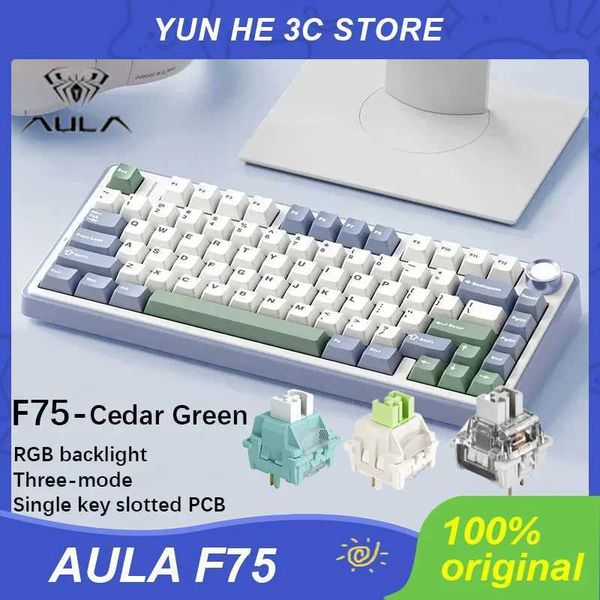 AA F75 mechanical keyboard 2.4G wireless-wired RGB PBT 75% layout OEM configuration file gasket Custi Pc gaming keyboard Y241126