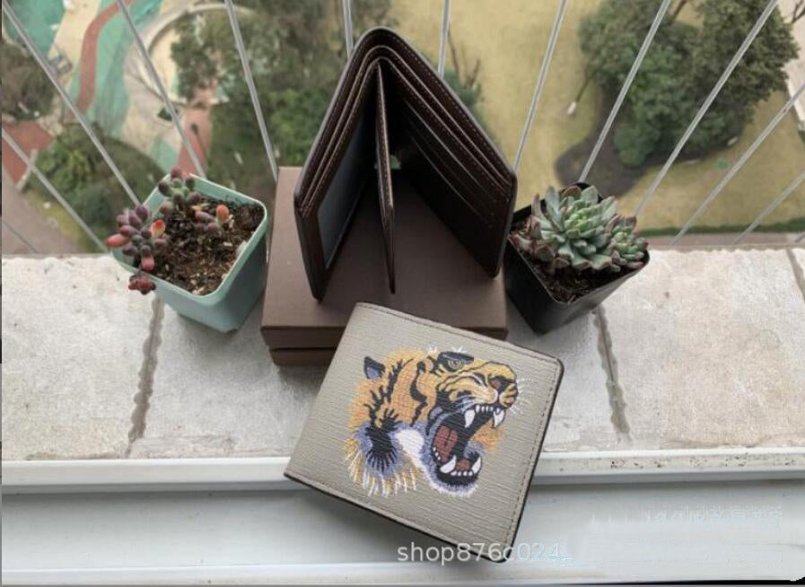 High quality men animal Short Wallet Leather black snake Tiger bee Wallets Women Long Style Purse Wallet card Holders with Cards gift